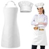 CHRI Chef's Hat Apron Set White Kitchen Apron Adjustable Cooking