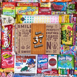 Vintage Candy Co. 37th Birthday Retro Candy Gift Basket - 1987 Party Assortment - Unique Care Package for Women and Men Turning 37