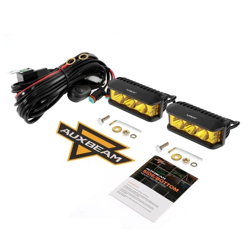 AUXBEAM 5" LED Light Bar Pods Offroad Driving Fog Amber