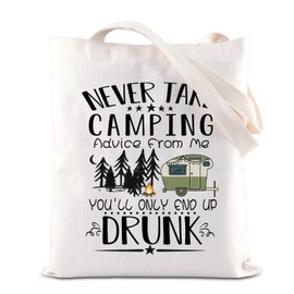 Drunk Camping Tote Bag Camping Lovers Shoulder Bag Campsite Travel Gift Camper Club Gift RV Caravan Gift Camper Drinking Gift (CA-CampingAdvice ToteBS)