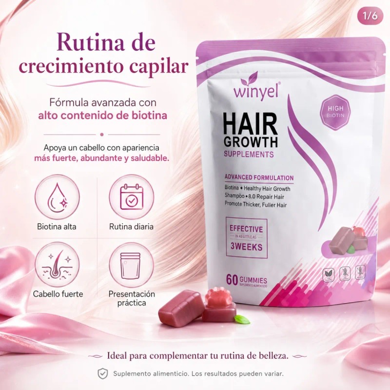 Hair Growth 60 Softgels Complemento Para Nutrición Diaria