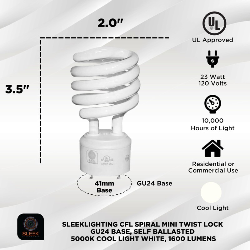 SLEEKLIGHTING Gu24 23Watt UL Listed Light Bulb Two Prong Twist