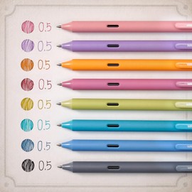 WRITECH Fine Point Gel Pens: 8ct 0.5mm Multi Colored Ink Colors Retractable Pen for Smooth Writing Note Taking Journaling Assorted Coloring No Bleed & Smear & Smudge (Vintage Set)