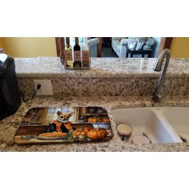 Caroline's Treasures DAC1762DDM Chihuahua Fall Kitchen Pumpkins Dish Drying Mat Absorbent Dish Drying Mat Pad for Kitchen Counter Dish Drainer Mat for Countertop, 14 x 21", Multicolor