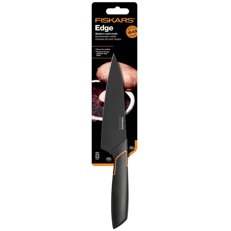 Fiskars Kochmesser, Modernes Design, Gesamtlänge: 27 cm, Qualitätsstahl/Kunststoff, Edge, 1003095,