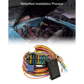 14 Circuit Universal Wiring Harness Fit for Street Muscle Car Hot Rod XL Wires, 12V Fuse Wiring Harness Kit Compatible with Chevy Ford Chrysler Mopar Muscle Car