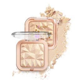 Diamond Highlight Powder 4 Colors Highlight Glitter 3D Pearl Brightening Diamond Highlight Palette Multifunctional Eyeshadow Highlight Powder Contouring Palette (03# Sunset Gold)