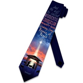 Three Rooker Christmas Ties Mens Nativity Scene Necktie Bible Verse Tie for Men Isaiah 9:6 Verse