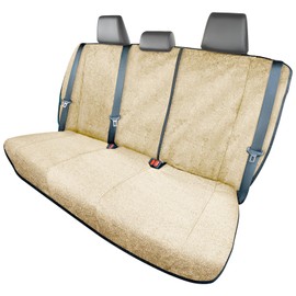 Season Guard Back Seat Towel Seat Cover for Cars; Great for After Gym Workouts, Dogs, and Outdoor Activities; Universal Fit for Cars SUVs Vans Trucks Rear Seats, EZ fit, Non Slip Grip, Tan