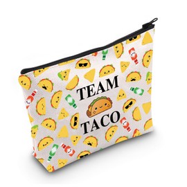 Funny Taco Tuesday Gift Team Taco Waterproof Makeup Bag Taco Lover Chef Teacher Graduation Gift (Team Taco)