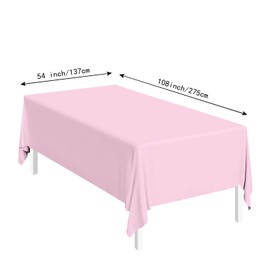 SietDESEO 2 Pack Pink Plastic Tablecloth 54 x 108 Premium Disposable Table Cloth for Rectangle Table Plastic Table Cover for Wedding Baby Shower Party Disposable Tablecloth