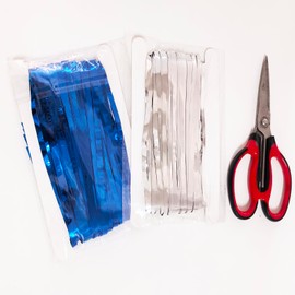 AILEXI 2 x 92 cm x 245 cm party supplies foil fringe shimmer curtains, door window decorations streamer or wall backdrop tinsels - dark blue silver