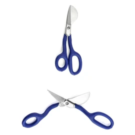QWORK Duckbill Shears, 7 in Duckbill Applique Scissors, for Carpet Pile, Carpet Punch - Blue, 2 Pack