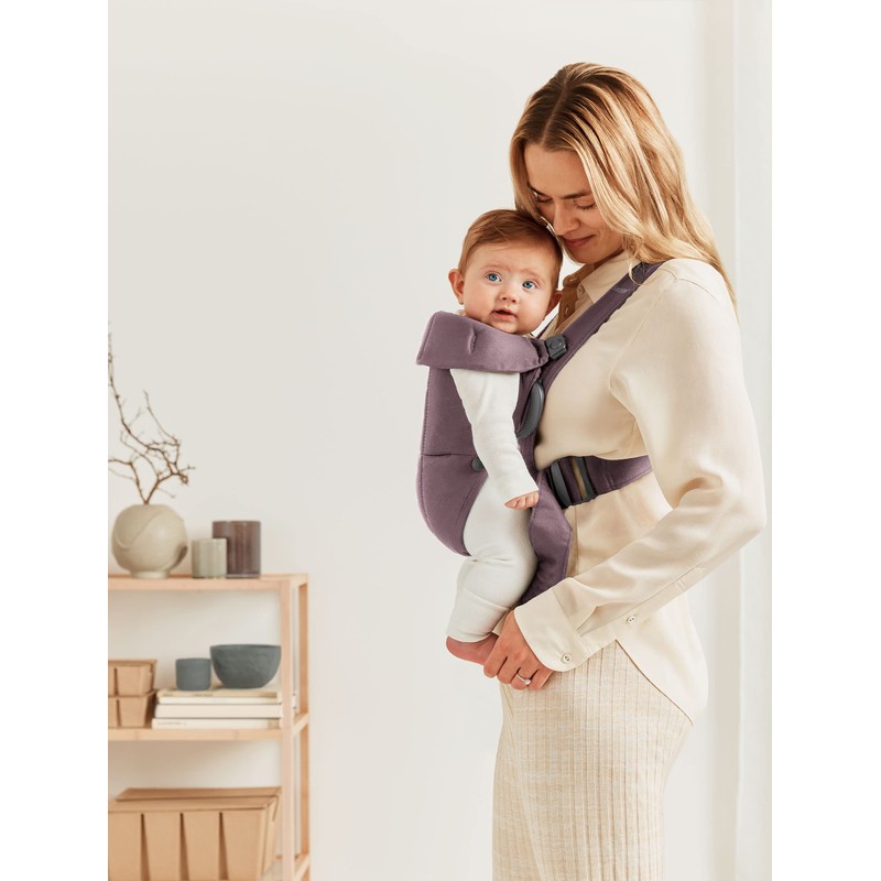 BabyBjörn Baby Carrier Mini, Cotton, Dark Purple | Newborn Carrier