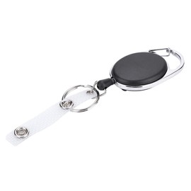 Retractable Key with Nylon Rope Keyring Belt Clip Key Chain ID Badge Reel Holder, Black ABS + Zinc Alloy, Quality Keyring Product