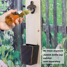 Jumiok 18 PCS Old Style Bottle Cap Opener Wall Mounted, Open Here Cast Iron Beer Bottle Top Opener Post Mounted Antique Gold for Man Cave Patio Garage