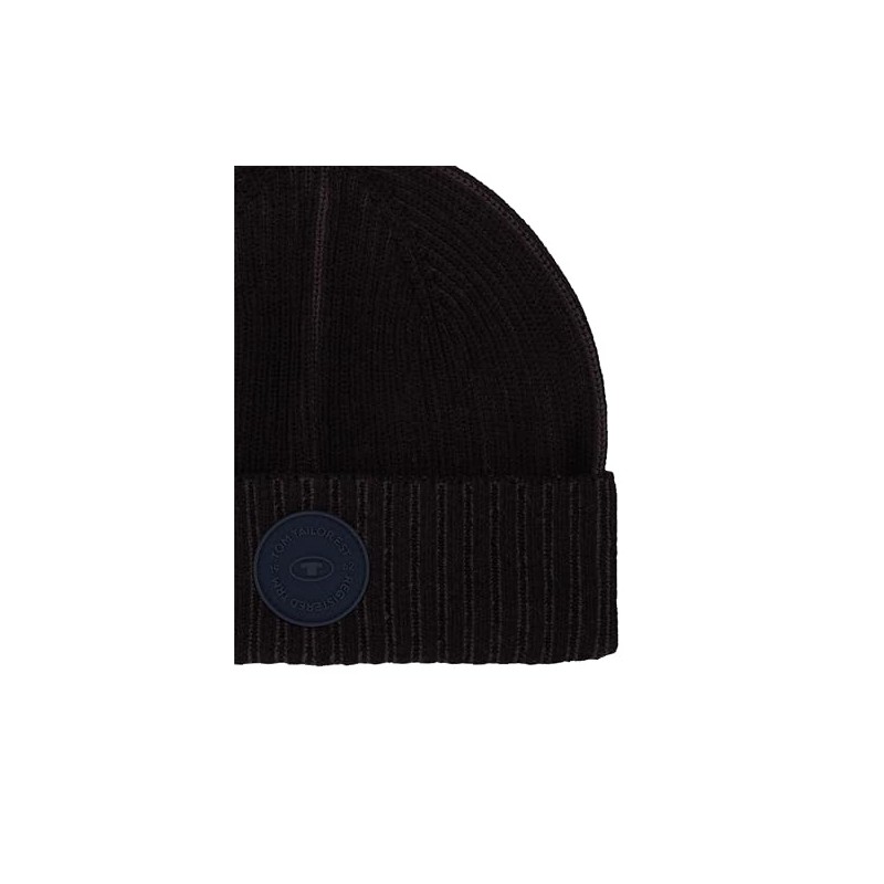 TOM TAILOR Men's Knitted Beanie Hat, 36343 - Black Plaited