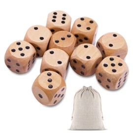 Dice Game, 11-Piece Wooden Dice Set with Storage Bag, Dice Games for Adults and Children, Wooden Game Cube for Table Games and Parties