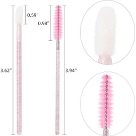Tbestmax 400 Spoolies Varita de máscara y cepillo de labios desechables para extensiones de pestañas, lápiz labial herramienta aplicadora (rosa)
