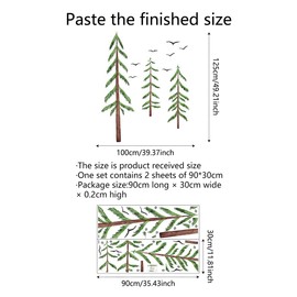 Miabuy Pine Tree with Birds Wall Decals, Woodland Forest Theme Wall Stickers for Living Room Nursery Room Decor 39.4x49.2 inches