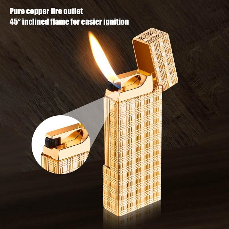 Classic Butane Lighter Metal Side Slide Lgnition Refillable Soft Flame