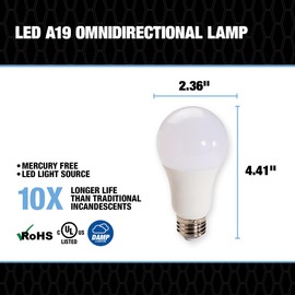 Topaz LED Light Bulb, A19, Omnidirectional, 15W, 4000K Dimmable