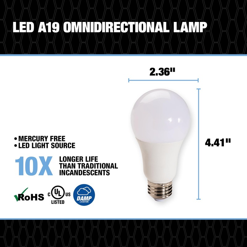 Topaz LED Light Bulb, A19, Omnidirectional, 15W, 4000K Dimmable