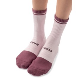 Cozy Earth Essential Calf Socks for Women and Men – Ultra-Soft 70% Mercerized Cotton Crew Socks 2-Pack Set – Breathable Seamless Toe – Cushioned Heel & Arch Support - Small Lilac