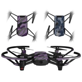 Skin Decal Wrap 2 Pack for DJI Ryze Tello Drone Camouflage Purple Drone NOT Included