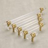 Evionlin 4 pcs 6-1/4 in Acrylic Cabinet Handle, Brass Base,