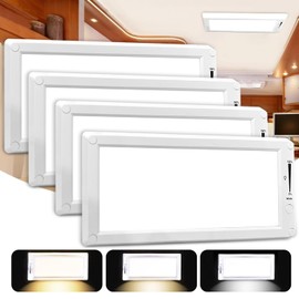 SFNN 4 Pack RV Lights Interior,3 Color RV LED Super Bright Fixture,12V RV Ceiling Dome Light with ON/Off Dimmable Switch Energy Saving for RV/Camper/Car/Trailer/Boat