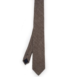 Ruth&Boaz Men's Wool Blend Skinny Necktie Tie (Herringbone Brown)