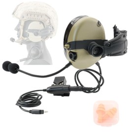 Tactical Helmet ARC Rail Mount Version Single Side Headset with Ken U94 PTT Adapter, Compatible with Baofeng Walkie Talkies (DE)