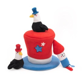 ZippyPaws Americana Top Hat Burrow - Patriotic Interactive Dog Toys for Boredom, Hide & Seek Dog Gifts & Puppy Toys, Colorful Squeaky Pearl Harbor Day Dog Toys for Small & Medium Dogs