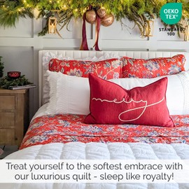 Southshore Fine Living, Inc. Oversized King Quilt Bedding Set, Jacobean Willow Floral Quilt Set with 2 Matching Pillow Shams, Lightweight California King Bed Spread, Soft Microfiber Fabric, Red