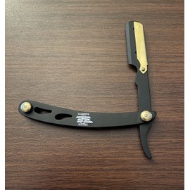 Unisex Straight Edge Razor Folding Razor Knife Black and Gold Premium Stainless Steel