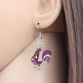 WEVENI Enamel Chicken Earrings Cute Farm Rooster Jewellery for Women Girls Ladies Chickens Gift, enamel, No Gemstone