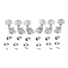 Musiclily Ultra 3L3R 19:1 Ratio Guitar Locking Tuners Tuning Pegs Keys Machines Heads Set Compatible with Les Paul Style Electric or Acoustic Guitar, Chrome