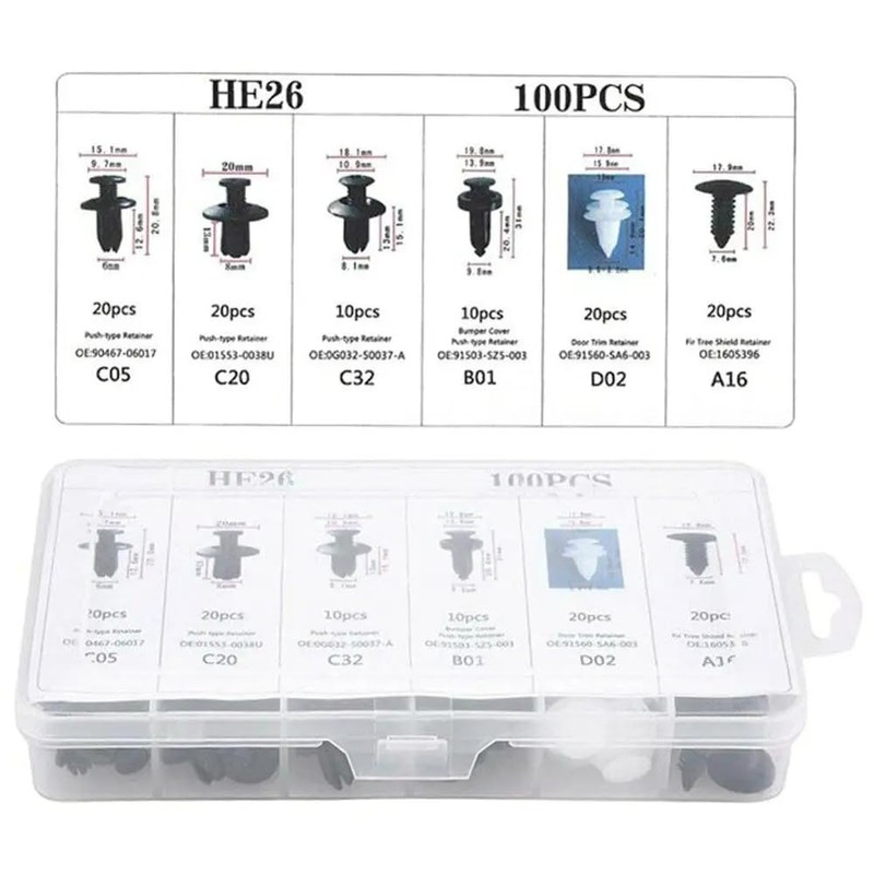 Grapa Kit Automotriz Universal Surtido Estuche Clips de Retenedores Coche