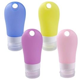 AICMEI 4-Pack Squeeze Salad Dressing Containers, Leak Proof Food Storage Sauce Bottles, Portable Small Silicone Containers - 4 Colors (2 oz)