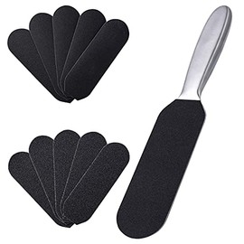Lima de pie de pedicura profesional, depurador de pies de acero inoxidable DOXUNGOO con diez granos de recambio gratis Almohadillas de repuesto de doble cara Salón de pedicura Easy Foot Scrubber
