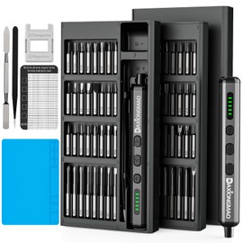 70-in-1 Cordless Electric Screwdriver Set with 64 S2 Steel Bits: 3.7V USB-C Rechargeable, 5 Torque Settings & 4 LED Lights, Mini Repair Kit for PC, RC Electronics, Phones, Laptops, Glasses, Clocks