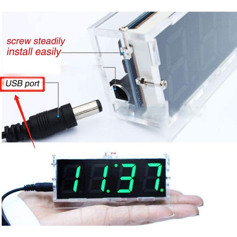 Digital Alarm Clock,LED 4 Digital Clock Timekeeping Electronic DIY Kit