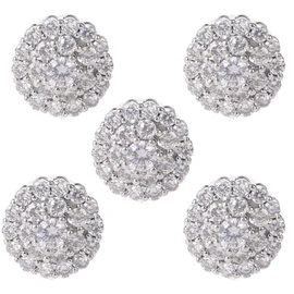 OVERTOYOU Decorative Button, 5Pcs 12mm Crystal for Rhinestone Flower Round Buttons with Loop Metal Embellishm, As Pictures Shown