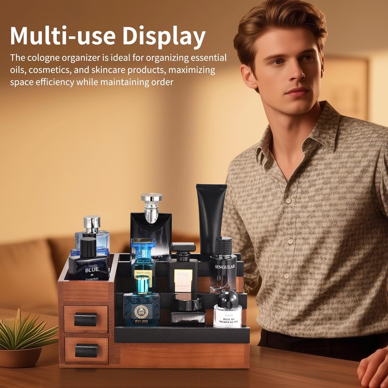 GLOKUUCA Perfume Stand Organizer for Men, 3 Tier Perfume Display