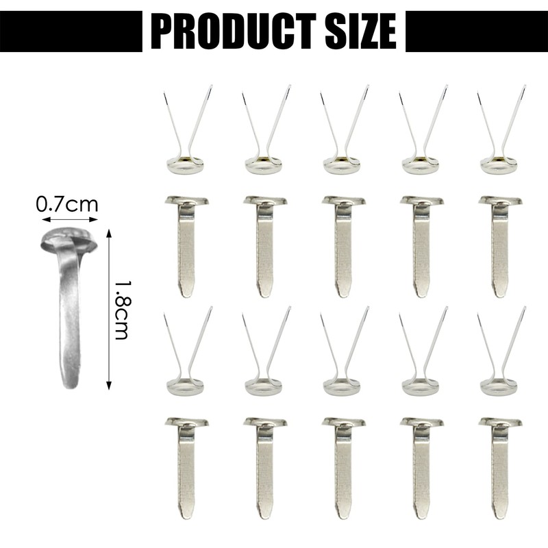 100pcs Split Pins,Round Flower Drawing Pins,Metal Paper Fasteners Mini Brads,8x17mm
