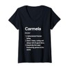 Womens Carmela Name Definition Funny Dictionary V-Neck T-Shirt