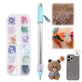 Diamond Embroidery Pen Kit, Painting Drill Point Tools & About 1000 Rhinestones Set, Multifunction Crystal Manual Applicator Accessories for Beginners Adults, DIY 5D Cross Stitch Nail Art Fix Crafting
