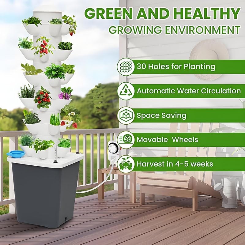 Vertical Hydroponic Tower Garden System - 6 Layer 30 Pods