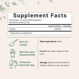 Micro Ingredients L Serine Powder, 500 Grams (250 Day Supply)